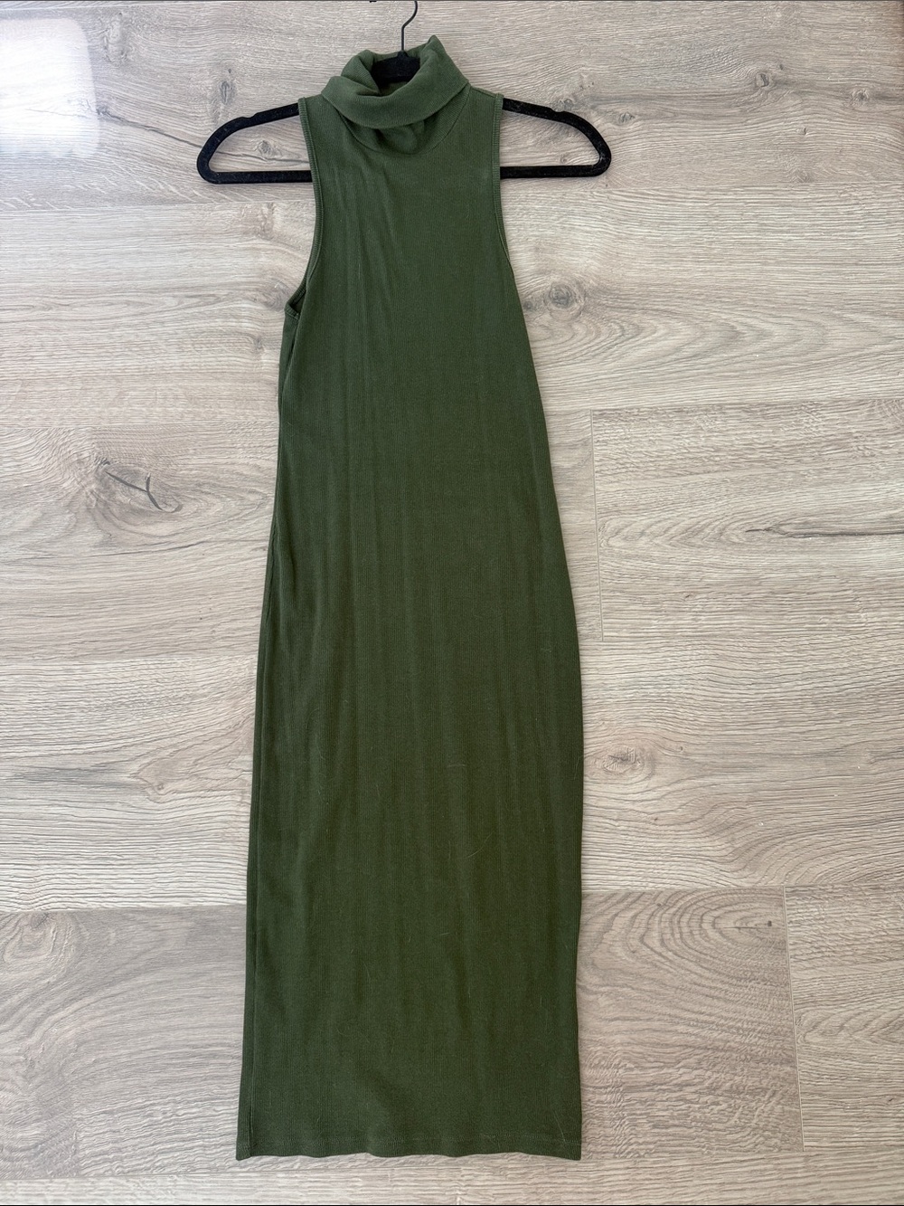 Zara Sleeveless Turtleneck Maxi Dress - Olive Green